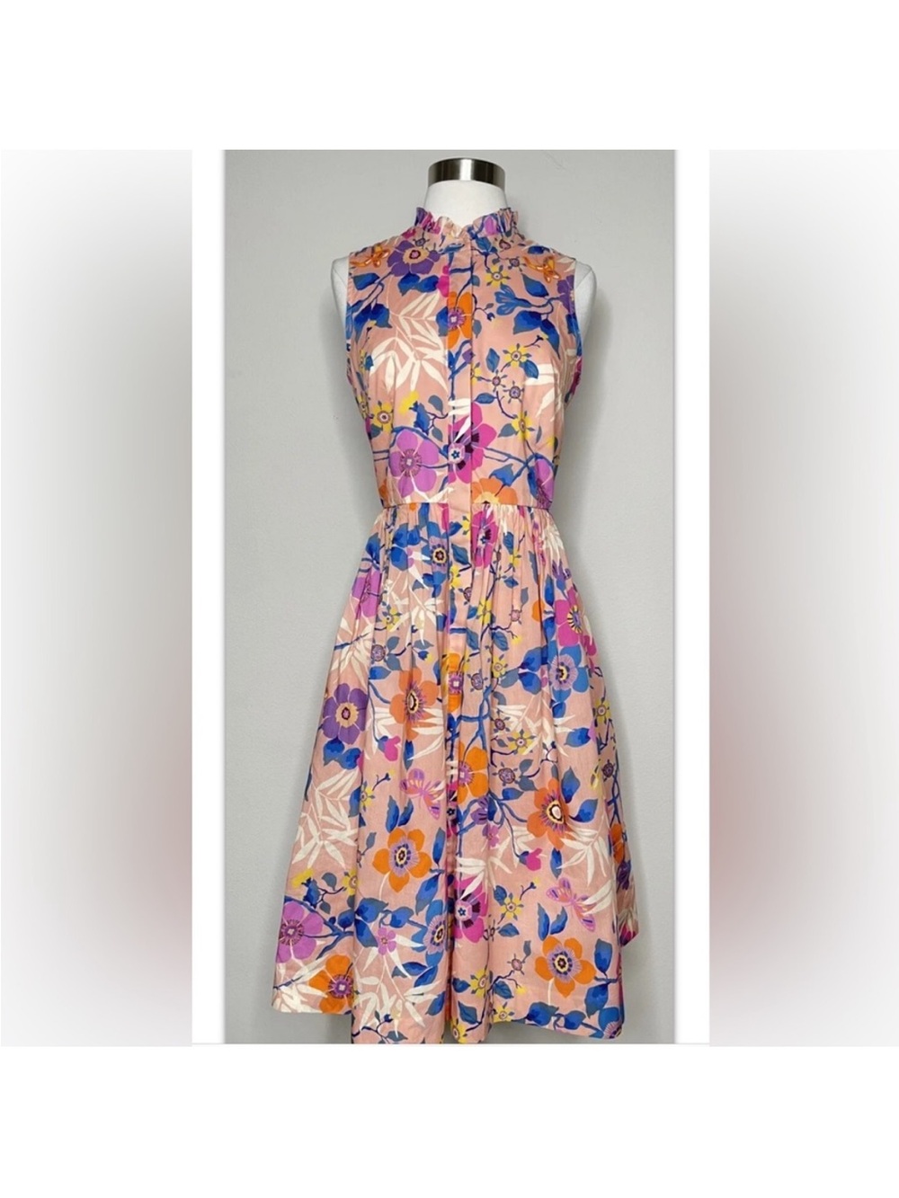 J. Crew Pink Floral Button-Front Midi Dress - Picture 2 of 2